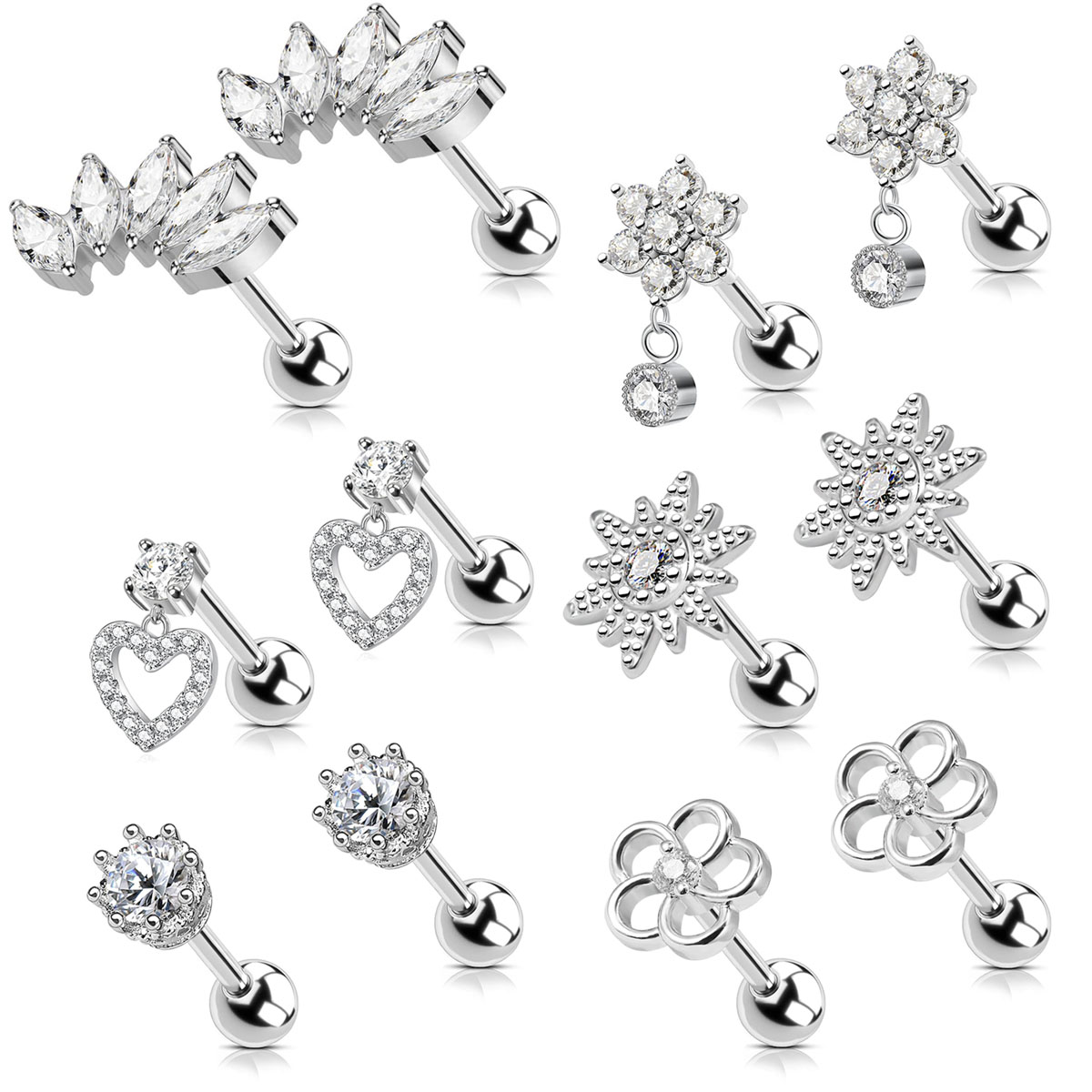 Body Jewelry Surgical Steel - 2 szt. Kolczyki na chrząstkę stadniny